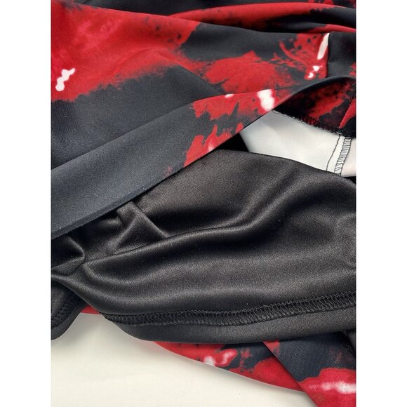 KARL LAGERFELD Womens SIZE 12 Black/Red Watercolor Knit Sleeveless DRESS EUC - Picture 3 of 8